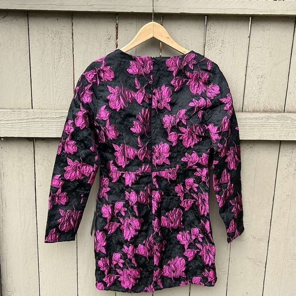 Lulu's Elegant Taste Black and Pink Floral Jacquard Mini Dress New With … - Picture 9 of 10